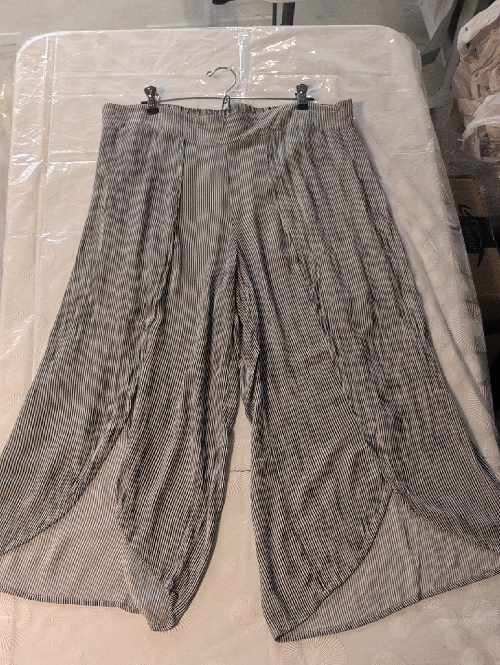 Maurices Black and White Pinstripe Wide-Leg Pants